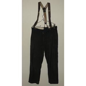 Unbranded Men’s Thick Wool Hunting Pants 34 x 30 Gray Black Striped Suspenders